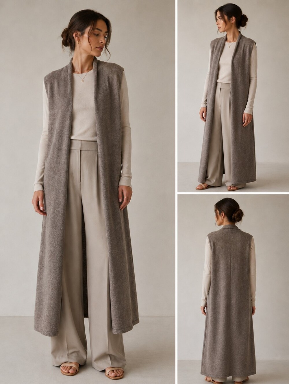 Nanette Lepore 100% Cashmere open front longline cardigan vest